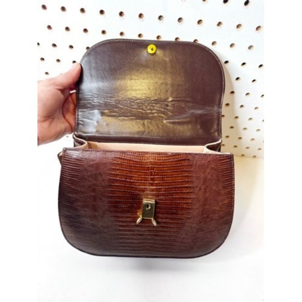 Vintage | 1950s Bellestone Snakeskin Handbag, Rich Mahogany Dark Brown - Picture 5 of 7